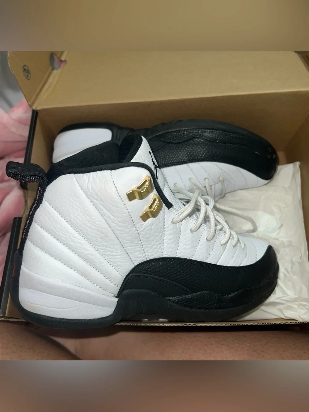 Jordan Retro High-Top Sneakers in White, Black and Gold